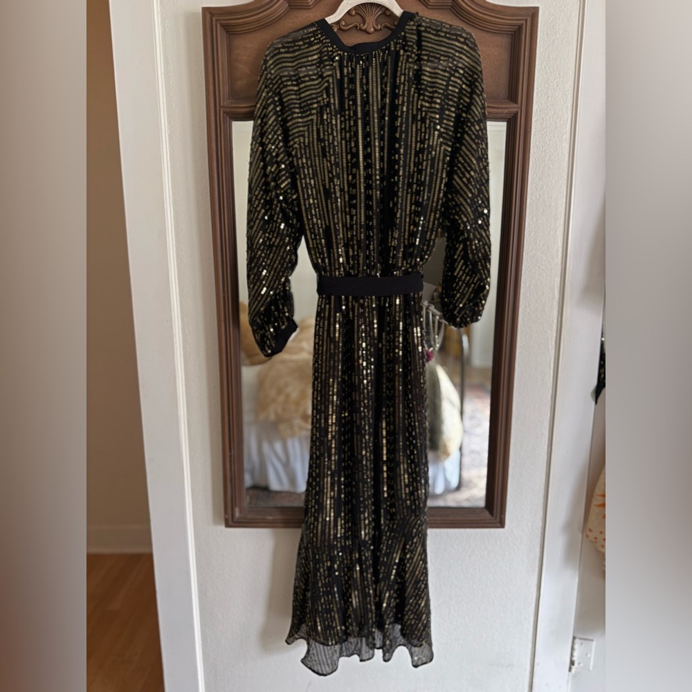 ZARA Black and Gold Sequin Dress Size Large - with tags! - Picture 5 of 6